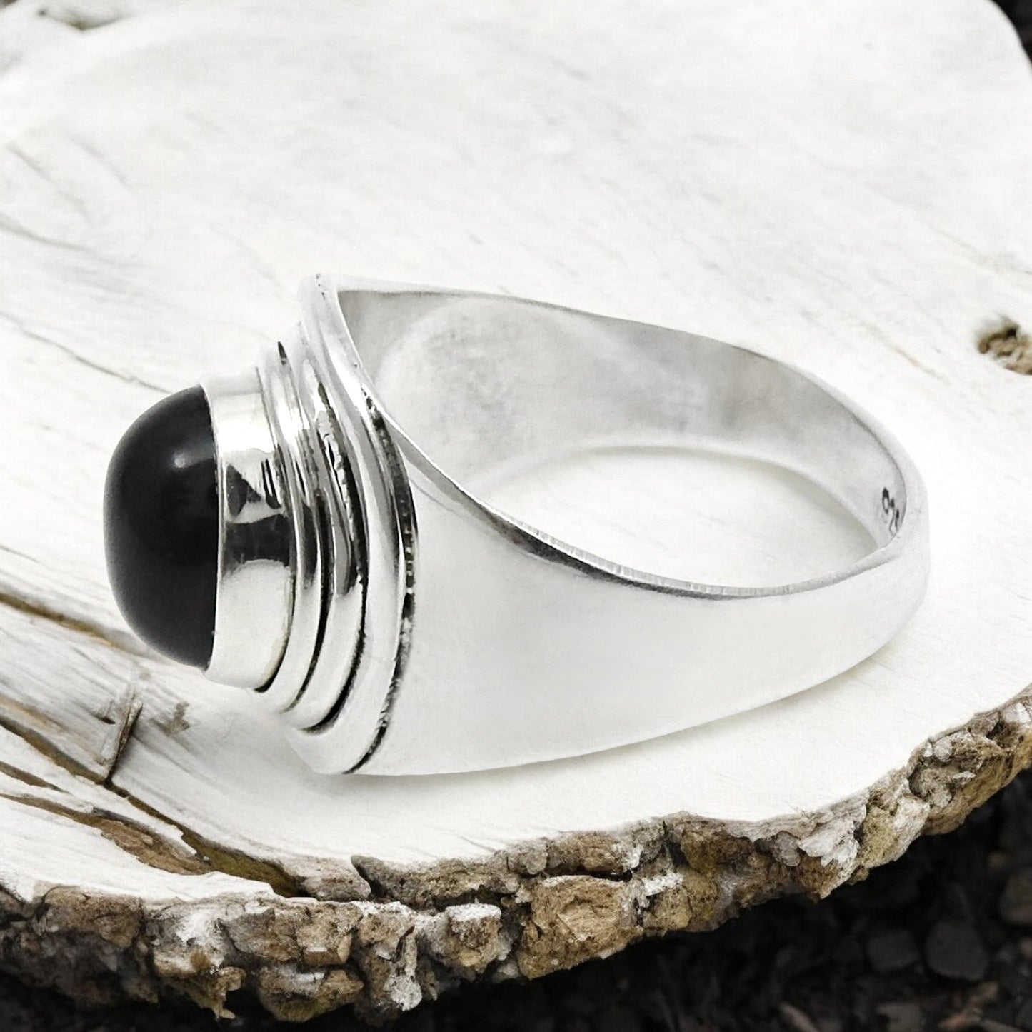 Black Onyx Gemstone 925 Silver Wife Boho Cocktail Bezel Daughters Day Ring