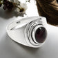 Oval Garnet Gemstone Art Deco Band Daughter Gift Ring Solid Sterling Silver