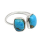 Blue Copper Turquoise Gemstone 925 Solid Silver Bezel Band Boho Ring