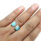 Blue Copper Turquoise Gemstone 925 Solid Silver Bezel Band Boho Ring