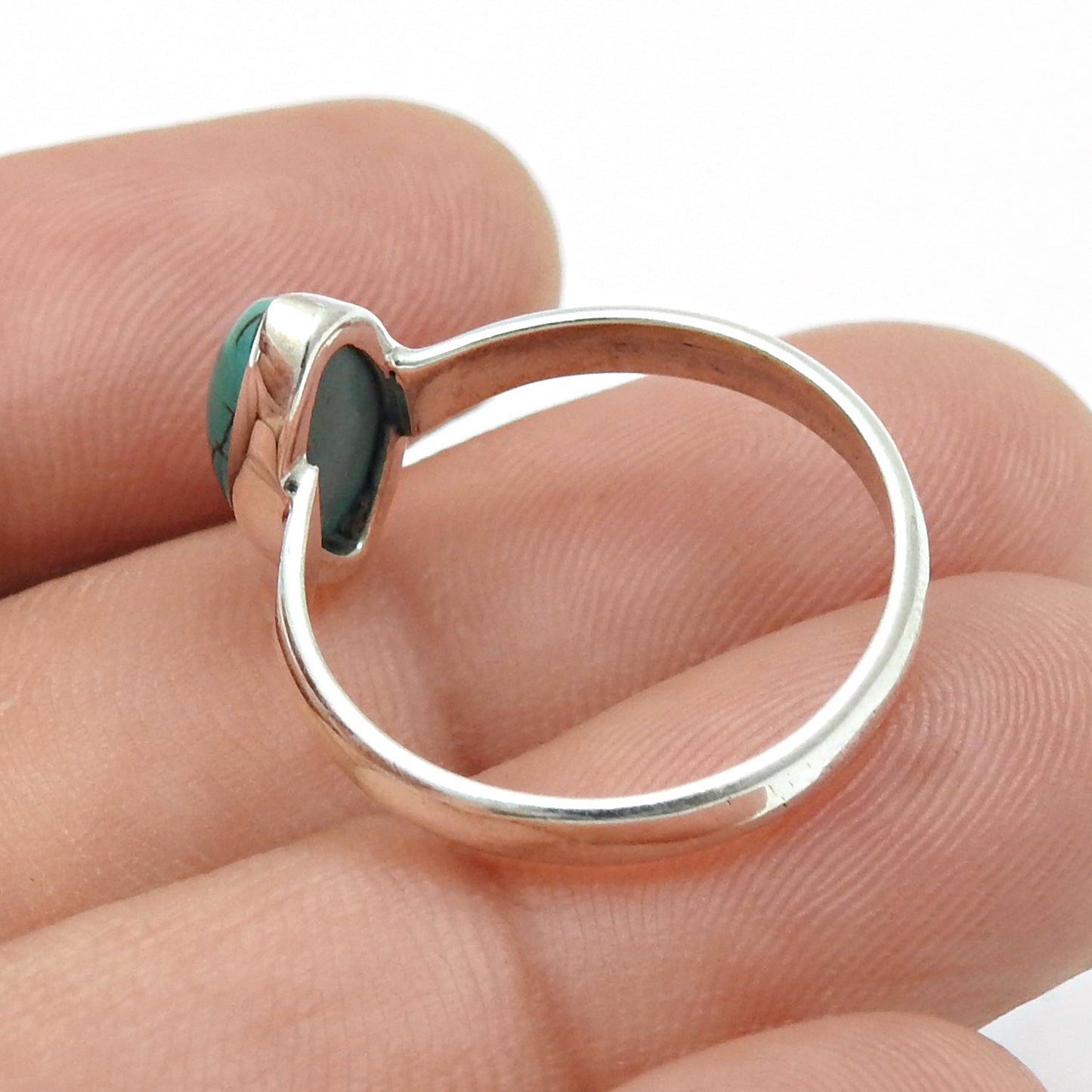 Natural Turquoise Sterling Silver Band Anniversary Bezel New Ring Jewelry