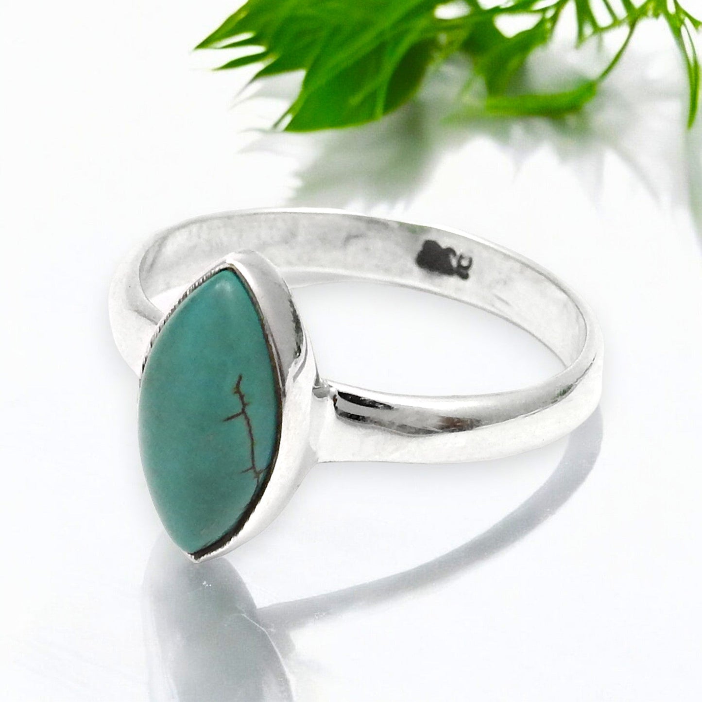 Natural Turquoise Sterling Silver Band Anniversary Bezel New Ring Jewelry