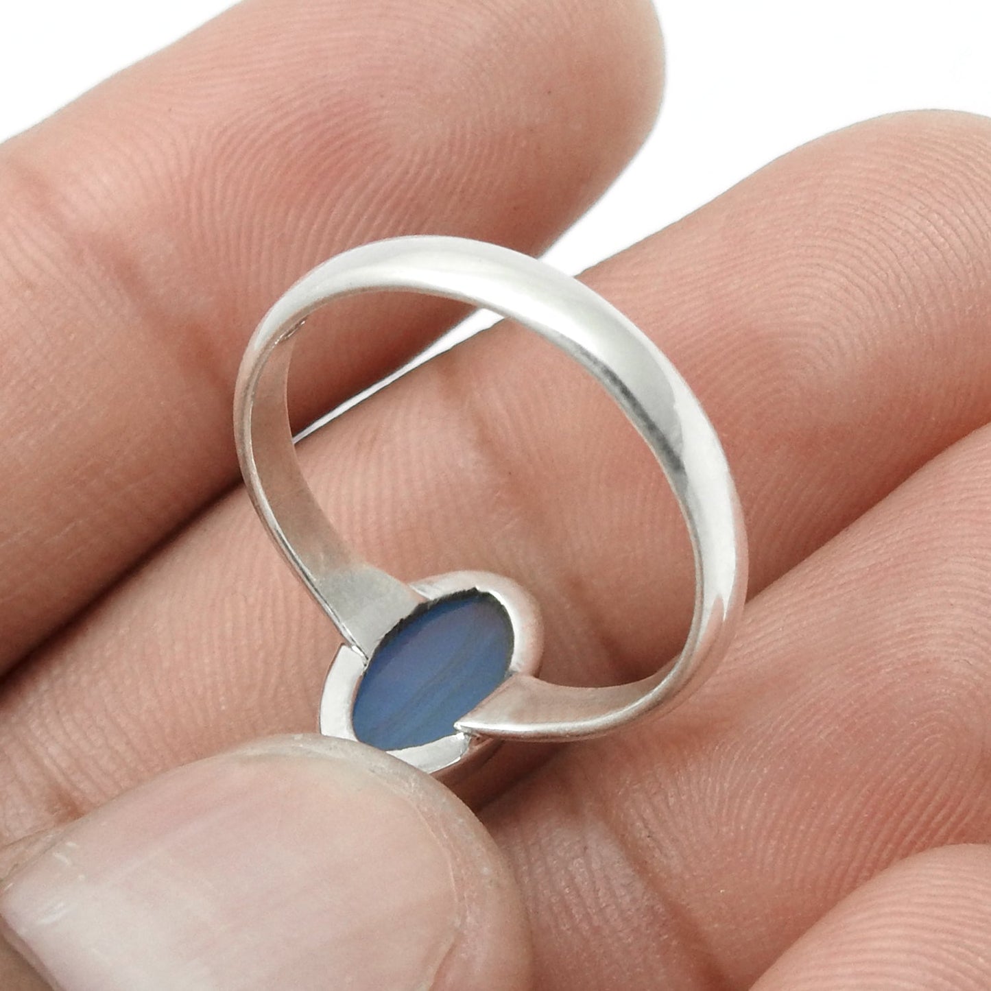 Chalcedony Gemstone 925 Silver Handcrafted Engagement Band Ring Jewelry
