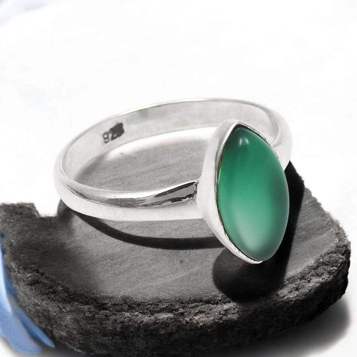 Green Onyx Stone Solid Sterling Silver Statement Cocktail Boho Ring Jewelry