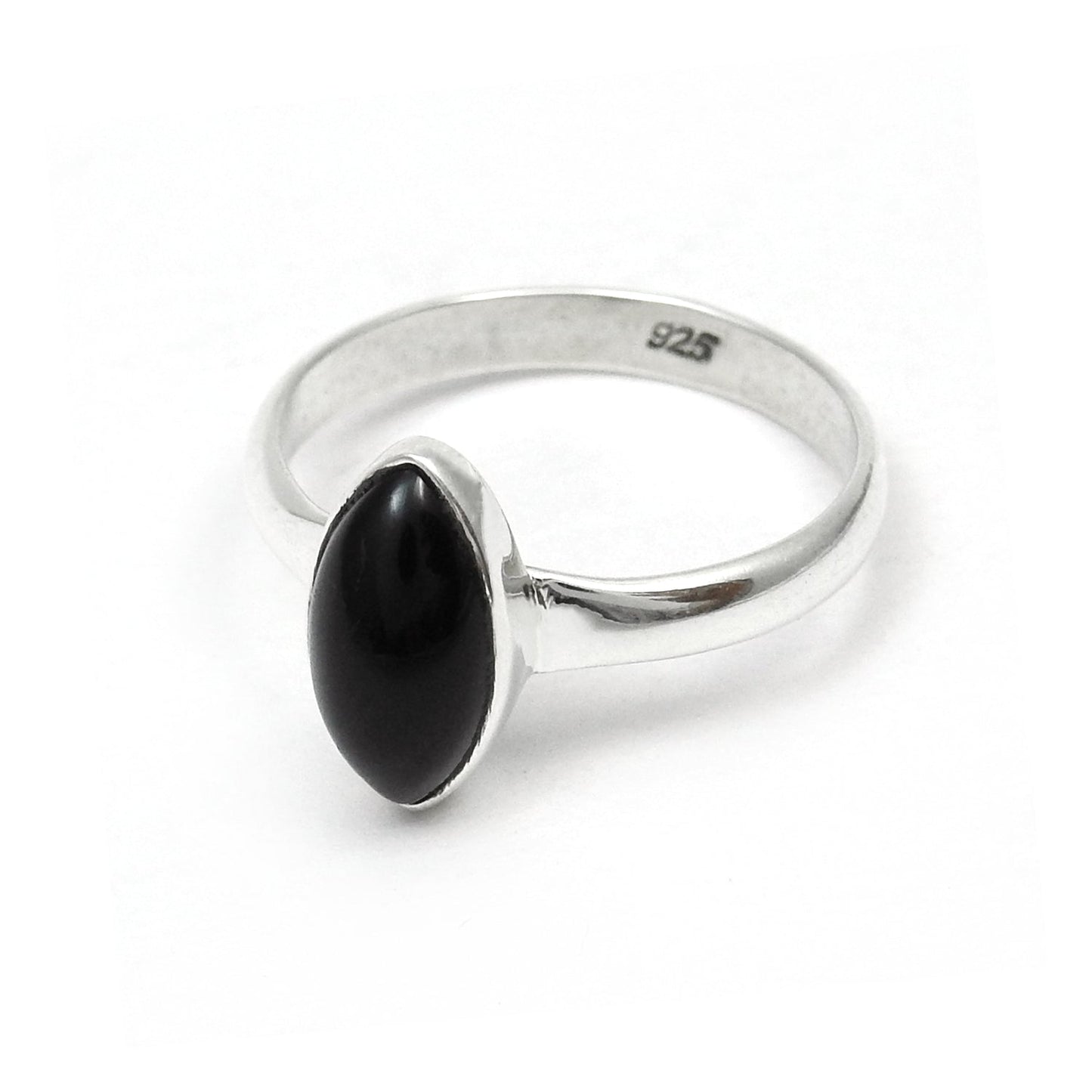 Marquise Black Onyx Stone 925 Sterling Silver Band Wedding Ring Jewelry