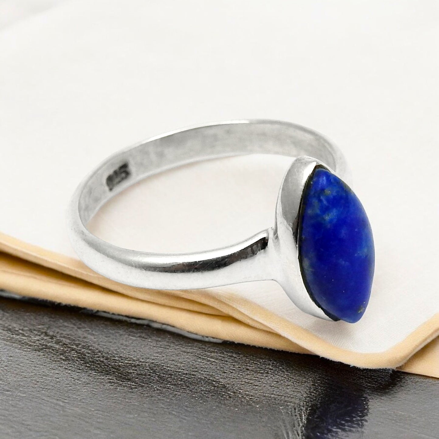 Lapis Lazuli Gemstone 925 Sterling Silver Cocktail Birthday Ring Jewelry