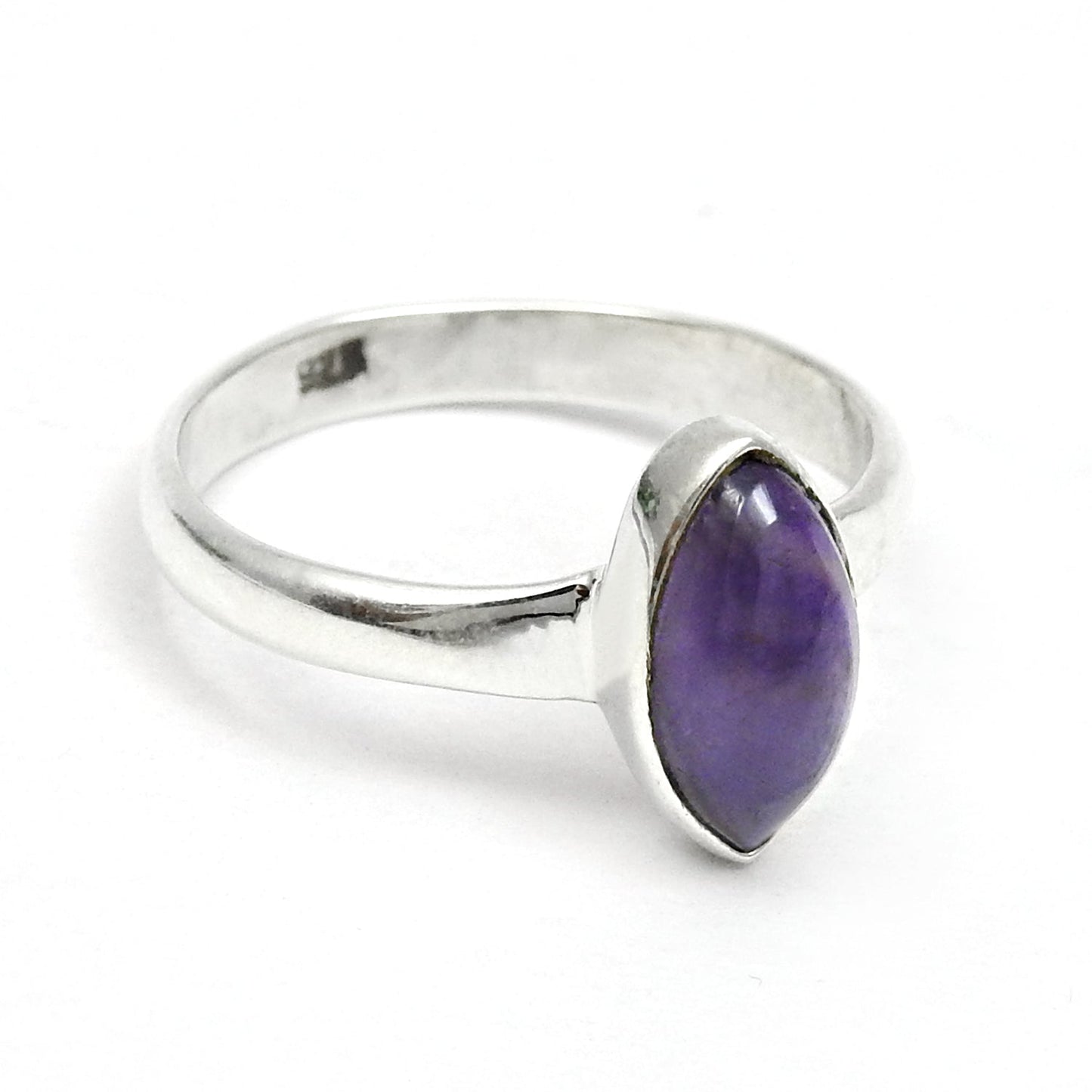 Amethyst Gemstone 925 Silver Mother Statement Boho Band Bezel Ring Jewelry