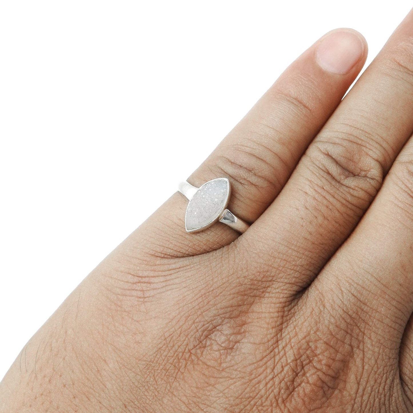 Druzy Gemstone Daughter Artisan New Band Ring Jewelry Solid Sterling Silver
