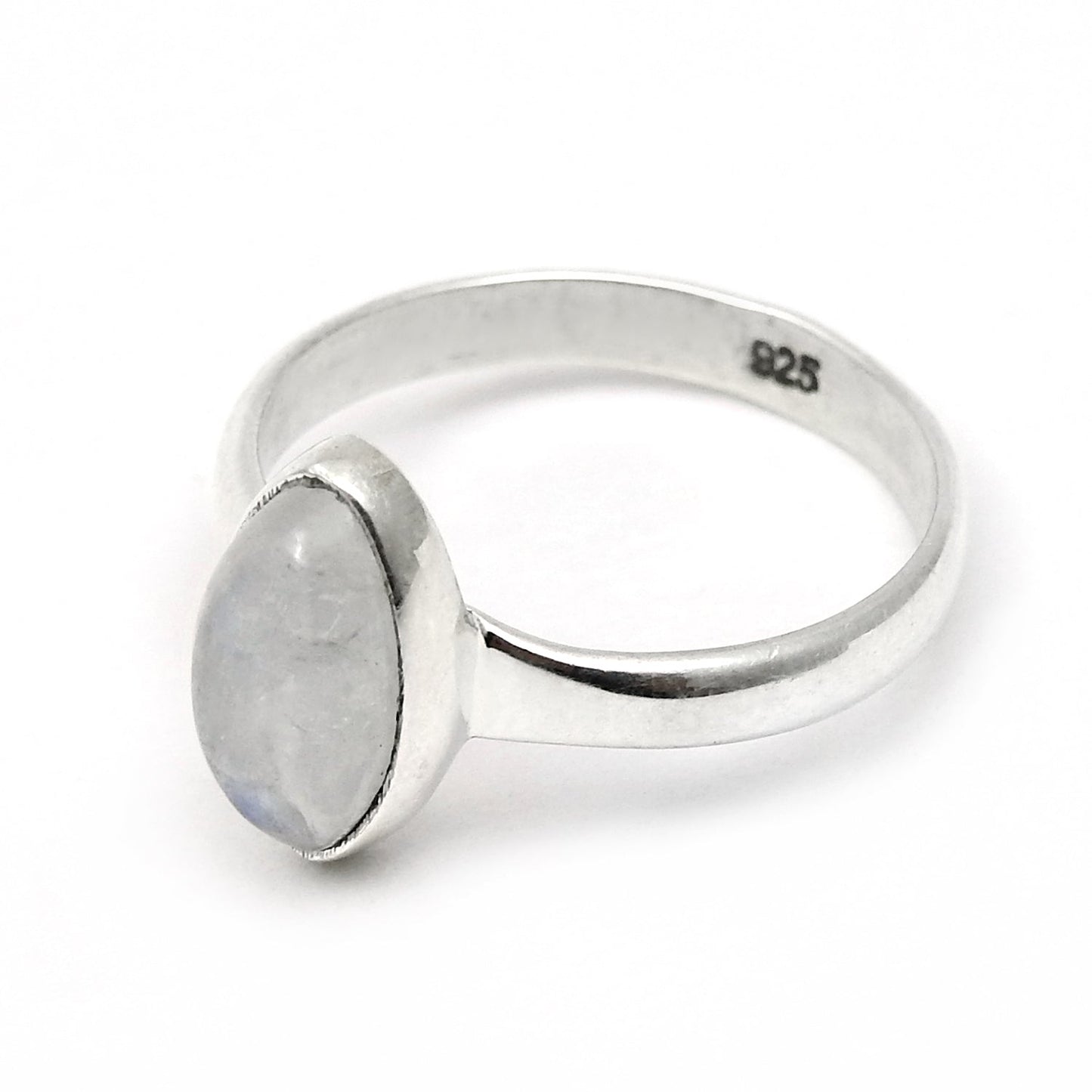 Marquise Natural Rainbow Moonstone 925 Solid Silver Band New Ring Jewelry