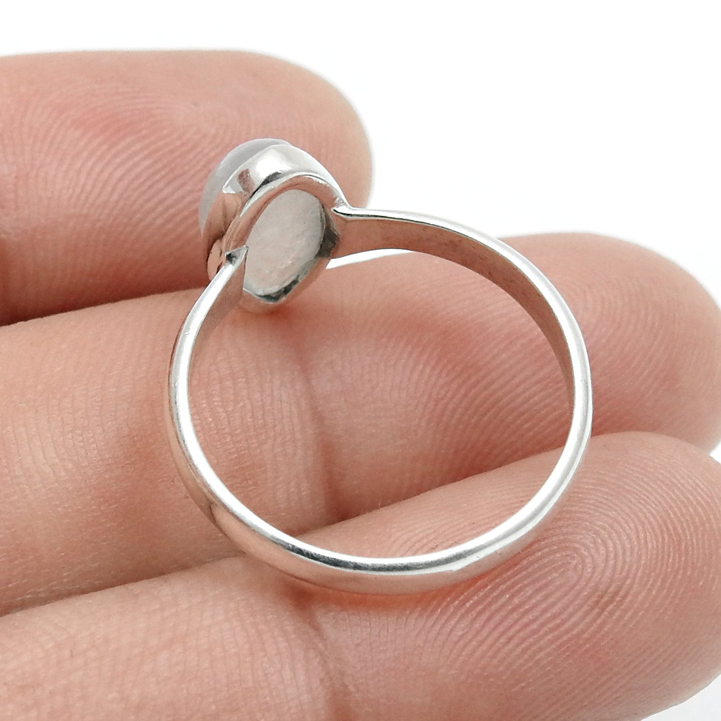 Marquise Natural Rainbow Moonstone 925 Solid Silver Band New Ring Jewelry