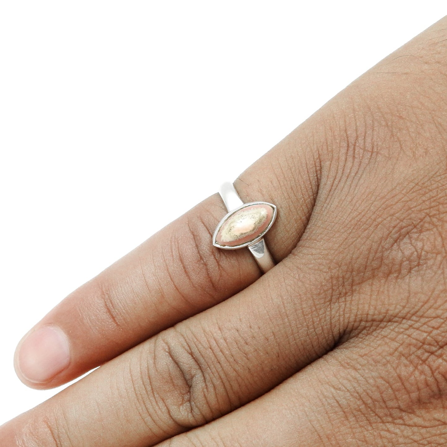 Rhodochrosite Stone 925 Solid Silver Cocktail Daughter Gift Ring Jewelry