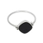 Square Black Onyx Stone Solid Sterling Silver Mother Band Promise Ring