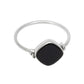 Square Black Onyx Stone Solid Sterling Silver Mother Band Promise Ring