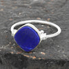 Square Natural Lapis Lazuli Boho Band Bezel Birthday Ring Solid Silver