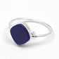 Square Natural Lapis Lazuli Boho Band Bezel Birthday Ring Solid Silver