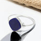 Square Natural Lapis Lazuli Boho Band Bezel Birthday Ring Solid Silver