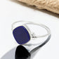 Square Natural Lapis Lazuli Boho Band Bezel Birthday Ring Solid Silver