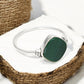Natural Malachite Statement Band Bezel Promise Ring Solid Sterling Silver