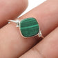 Natural Malachite Statement Band Bezel Promise Ring Solid Sterling Silver