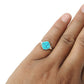 Natural Turquoise Statement Birthday Art Deco Band Ring Solid Silver