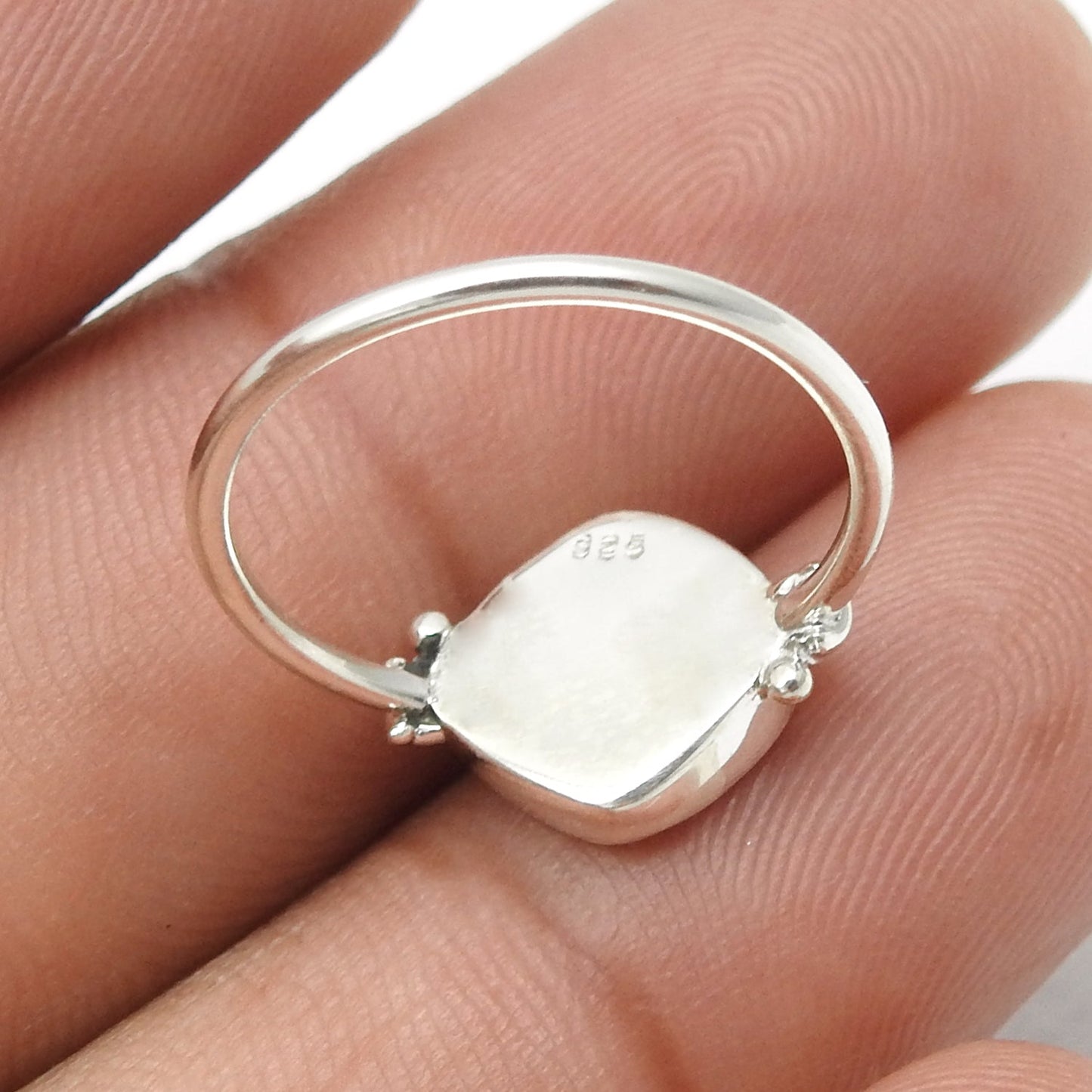 Natural Turquoise Statement Birthday Art Deco Band Ring Solid Silver