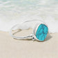 Natural Turquoise Statement Birthday Art Deco Band Ring Solid Silver
