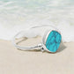 Natural Turquoise Statement Birthday Art Deco Band Ring Solid Silver