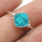 Natural Turquoise Statement Birthday Art Deco Band Ring Solid Silver
