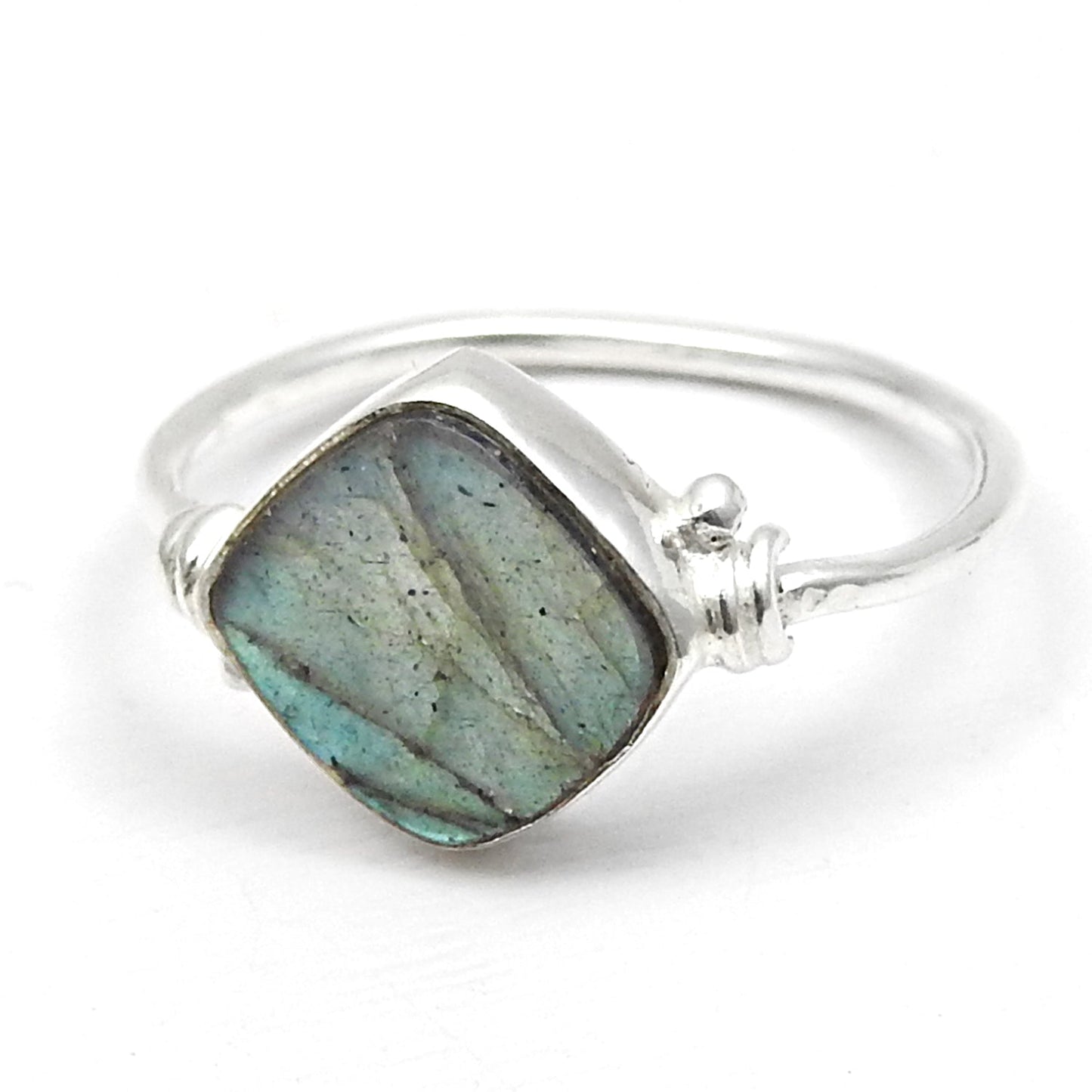 Labradorite Stone Band Mother Third Eye Chakra Promise Ring 925 Silver