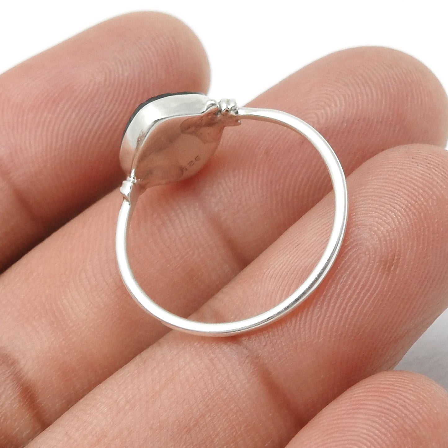 Labradorite Stone Band Mother Third Eye Chakra Promise Ring 925 Silver