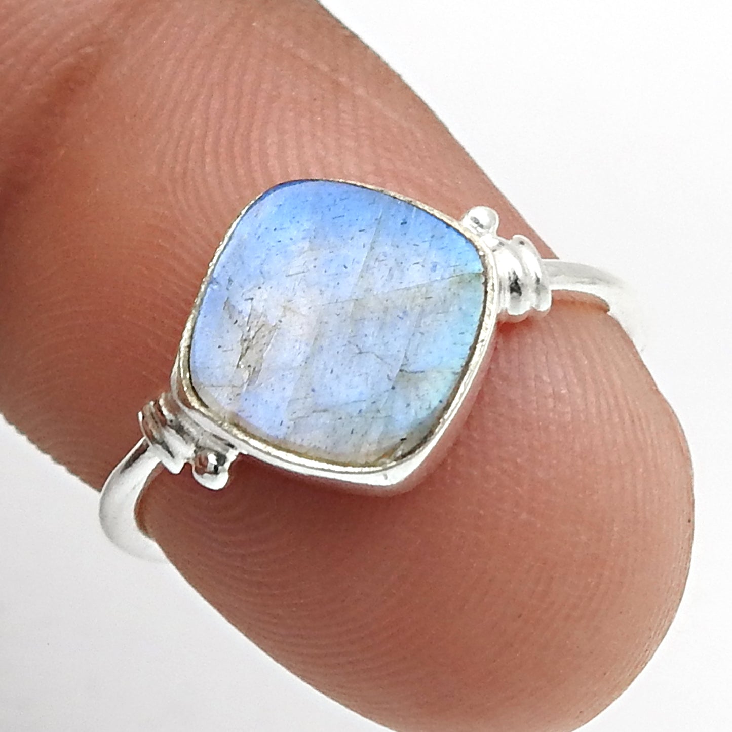 Labradorite Stone Band Mother Third Eye Chakra Promise Ring 925 Silver