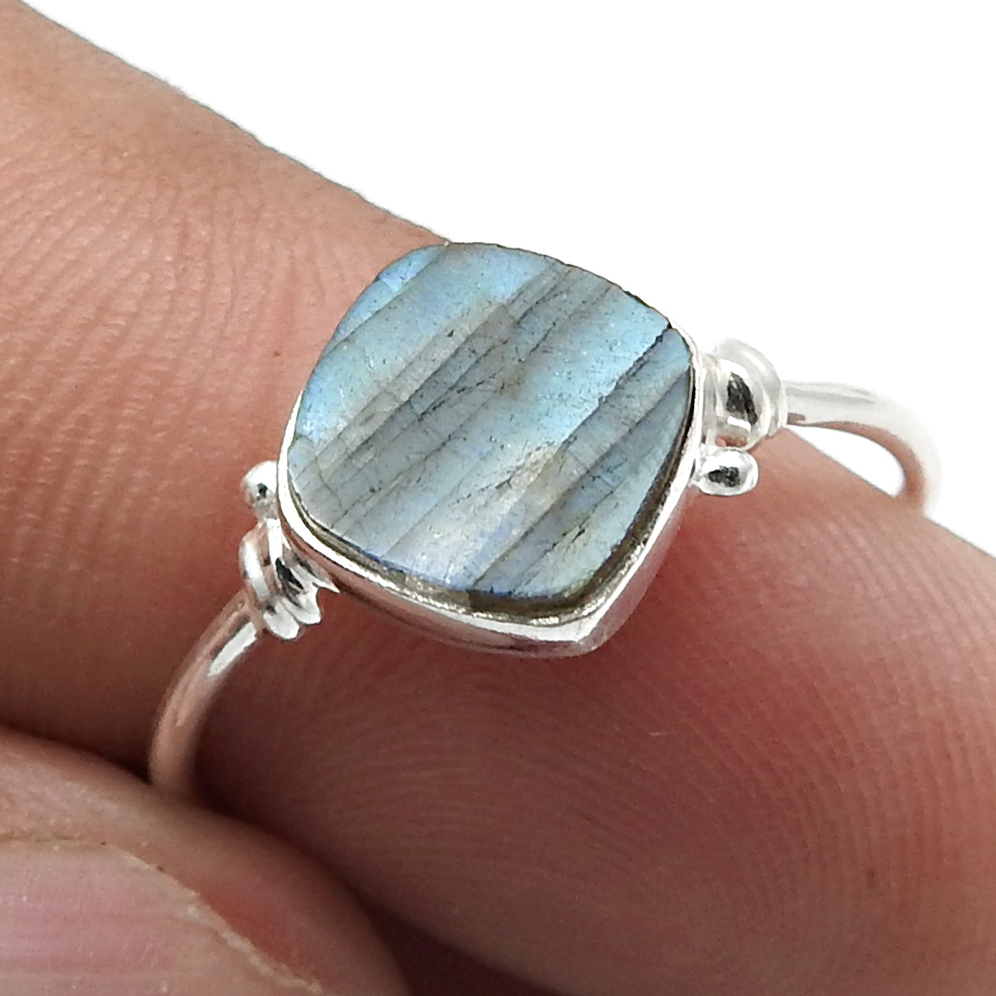 Labradorite Stone Band Mother Third Eye Chakra Promise Ring 925 Silver