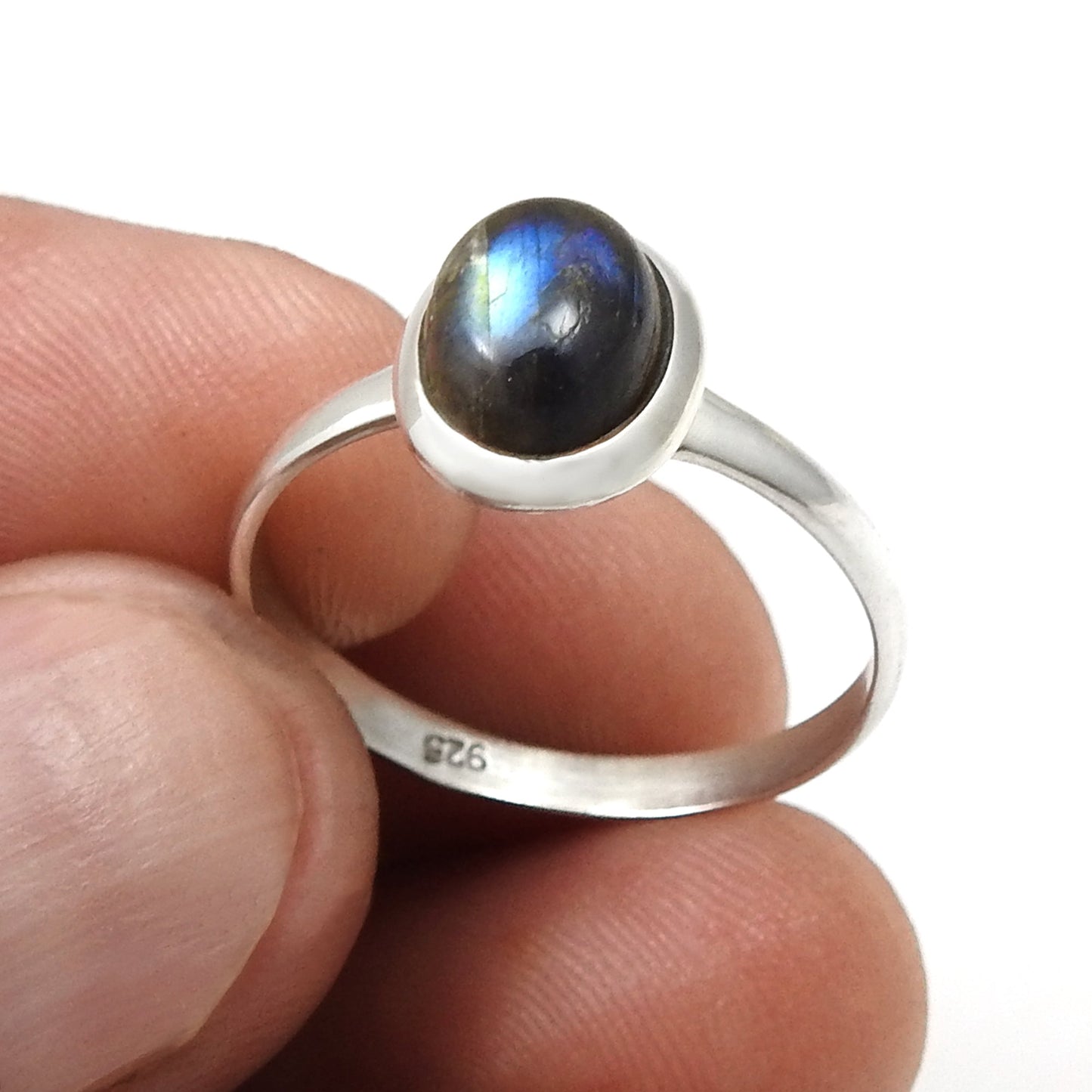 Labradorite Gemstone 925 Sterling Silver Bezel Band Ring Handmade Jewelry