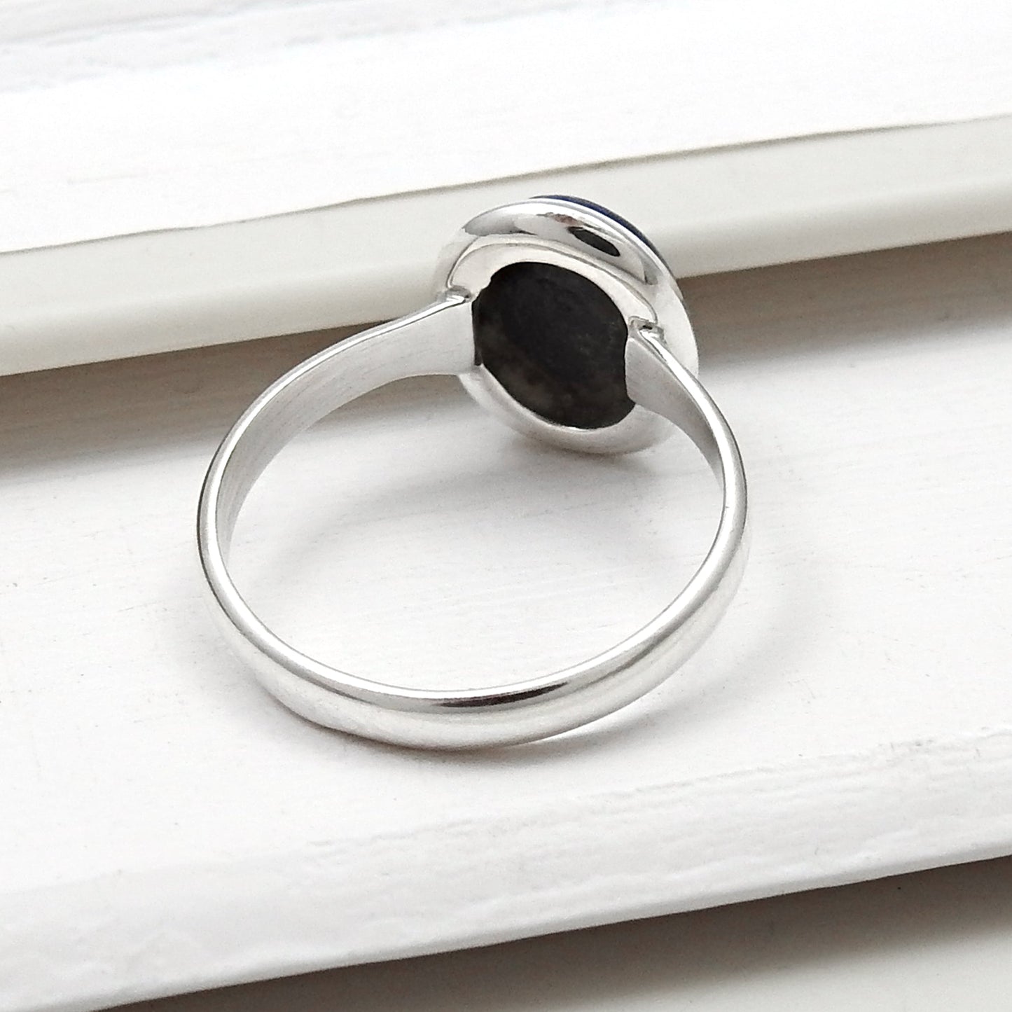 Womens Gift Lapis Lazuli Stone 925 Sterling Silver Band Ring Jewelry