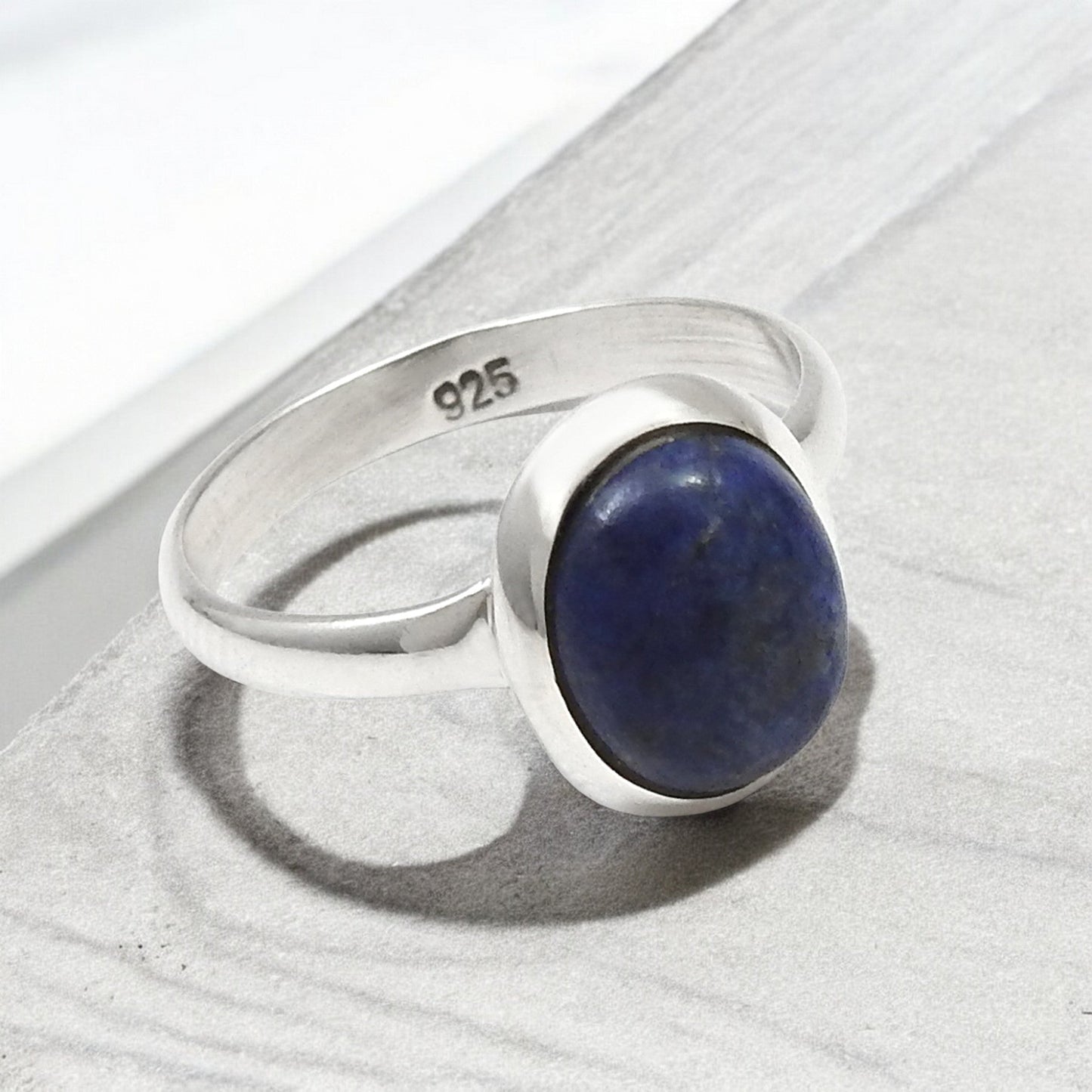 Womens Gift Lapis Lazuli Stone 925 Sterling Silver Band Ring Jewelry