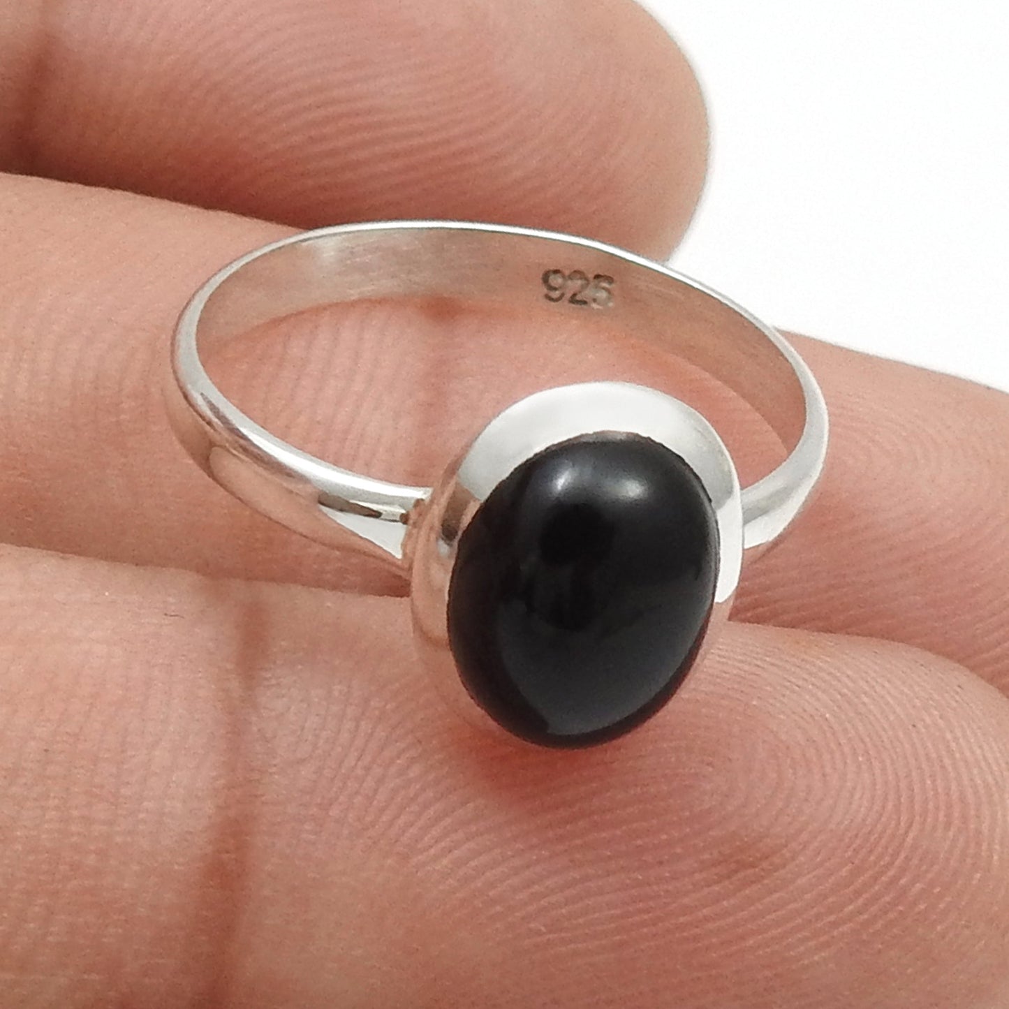 Black Onyx Gemstone 925 Silver Trendy Band Ring Jewelry