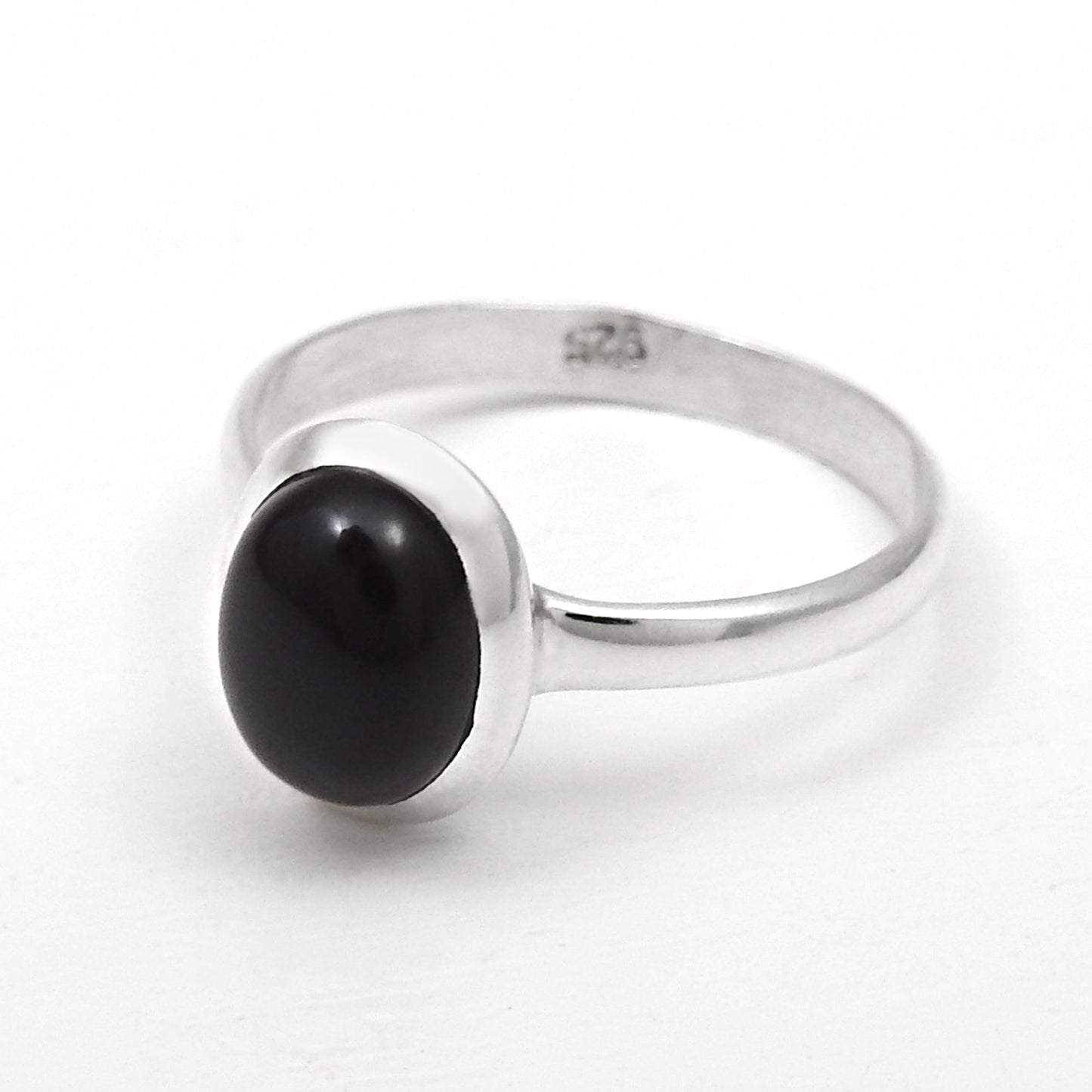 Black Onyx Gemstone 925 Silver Trendy Band Ring Jewelry