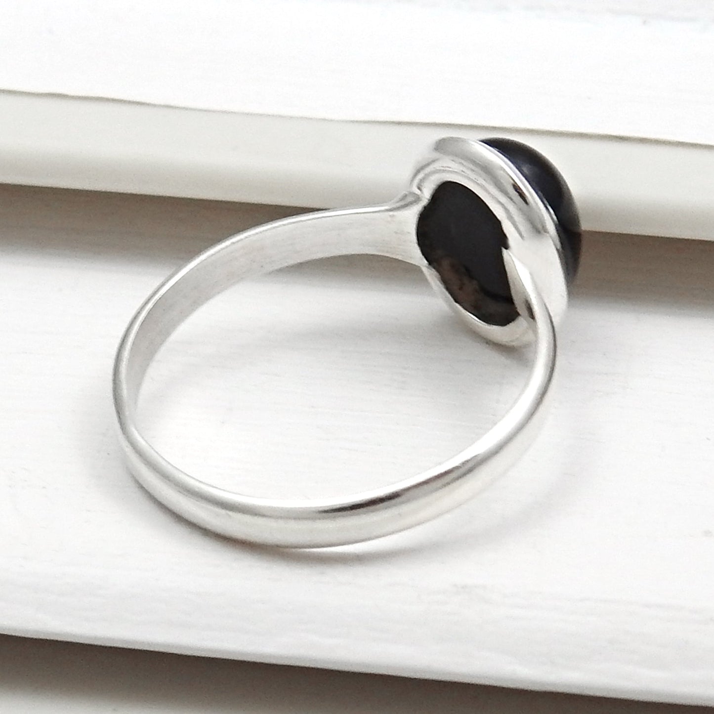 Black Onyx Gemstone 925 Silver Trendy Band Ring Jewelry
