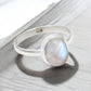 Natural Rainbow Moonstone Wedding Band Ring 925 Sterling Silver