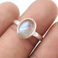 Natural Rainbow Moonstone Wedding Band Ring 925 Sterling Silver