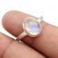 Natural Rainbow Moonstone Wedding Band Ring 925 Sterling Silver