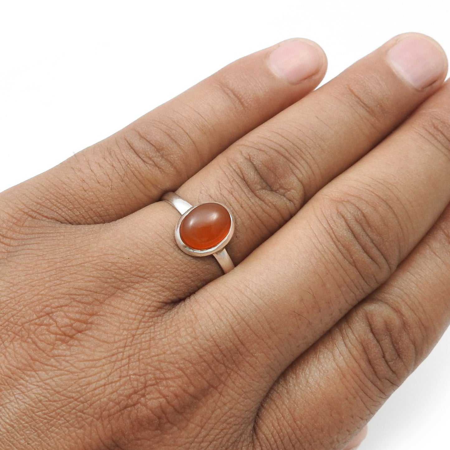 Natural Carnelian 925 Sterling Silver Women Gift Band Ring