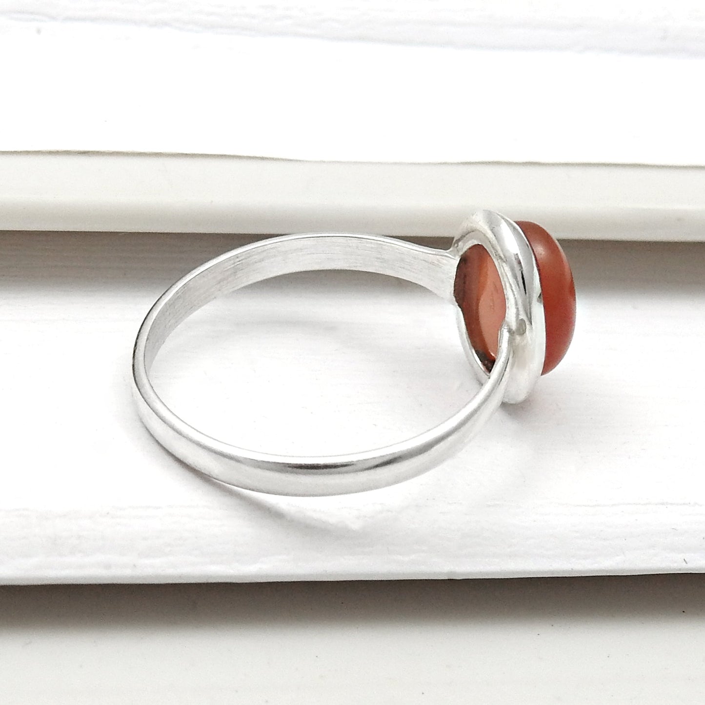 Natural Carnelian 925 Sterling Silver Women Gift Band Ring