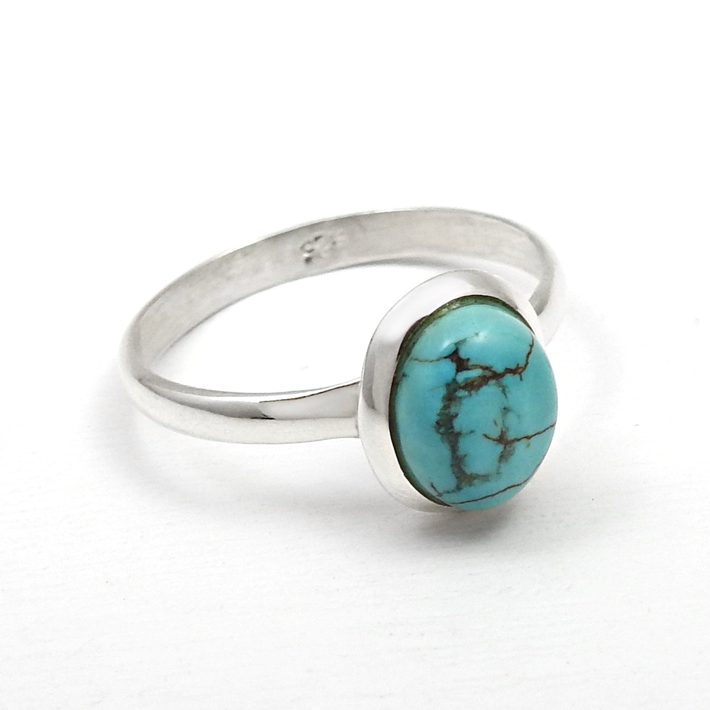 Natural Turquoise Gemstone 925 Sterling Silver Promise Band Ring Jewelry