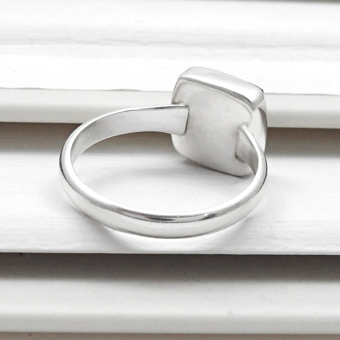 Natural Green Onyx 925 Sterling Silver Band Ring Women Gift