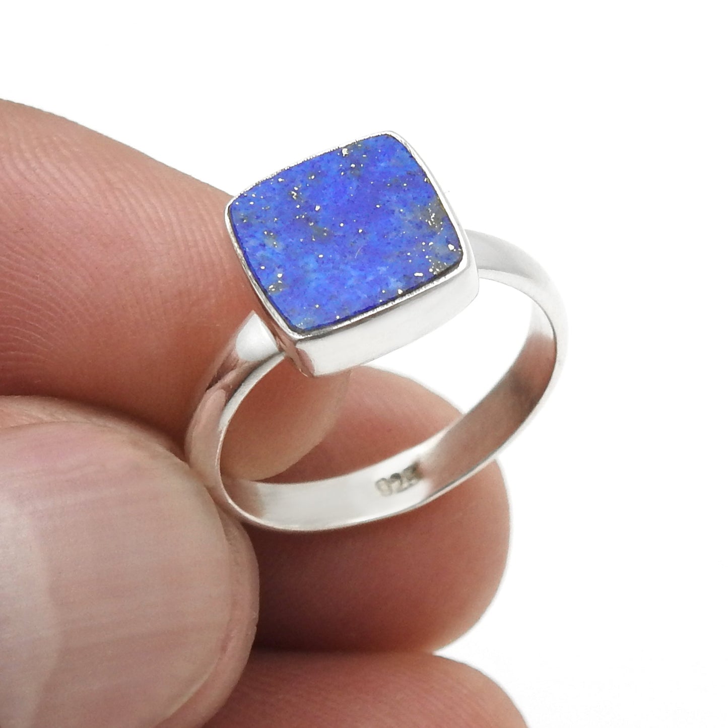 Natural Lapis Lazuli 925 Sterling Silver Women Gift Band Ring