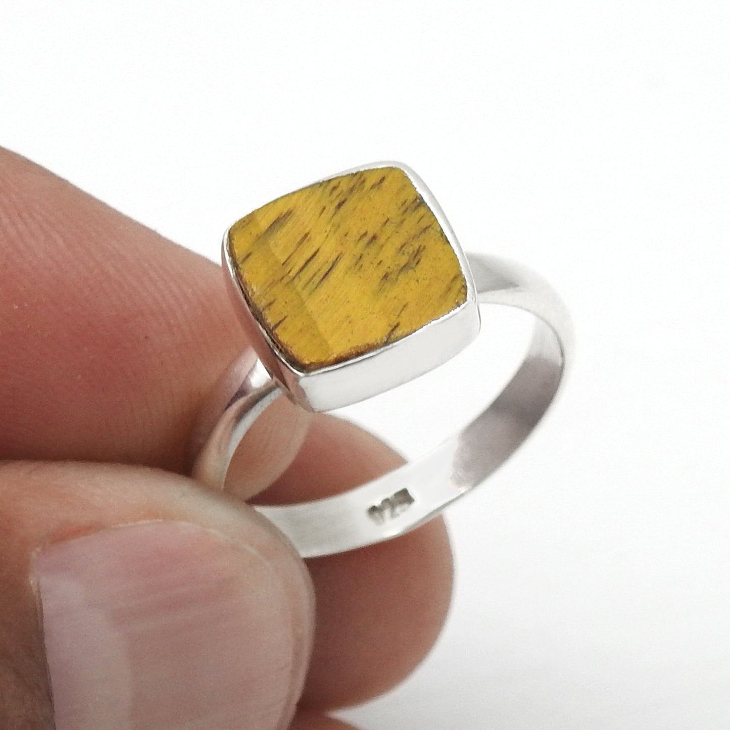 Natural Tiger Eye Gemstone 925 Sterling Silver Ring