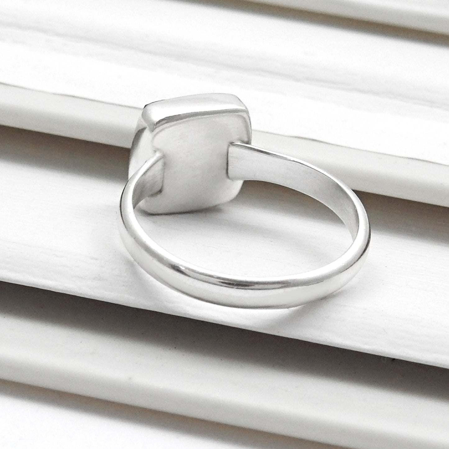 Black Onyx Gemstone 925 Silver Bezel Band Promise Ring
