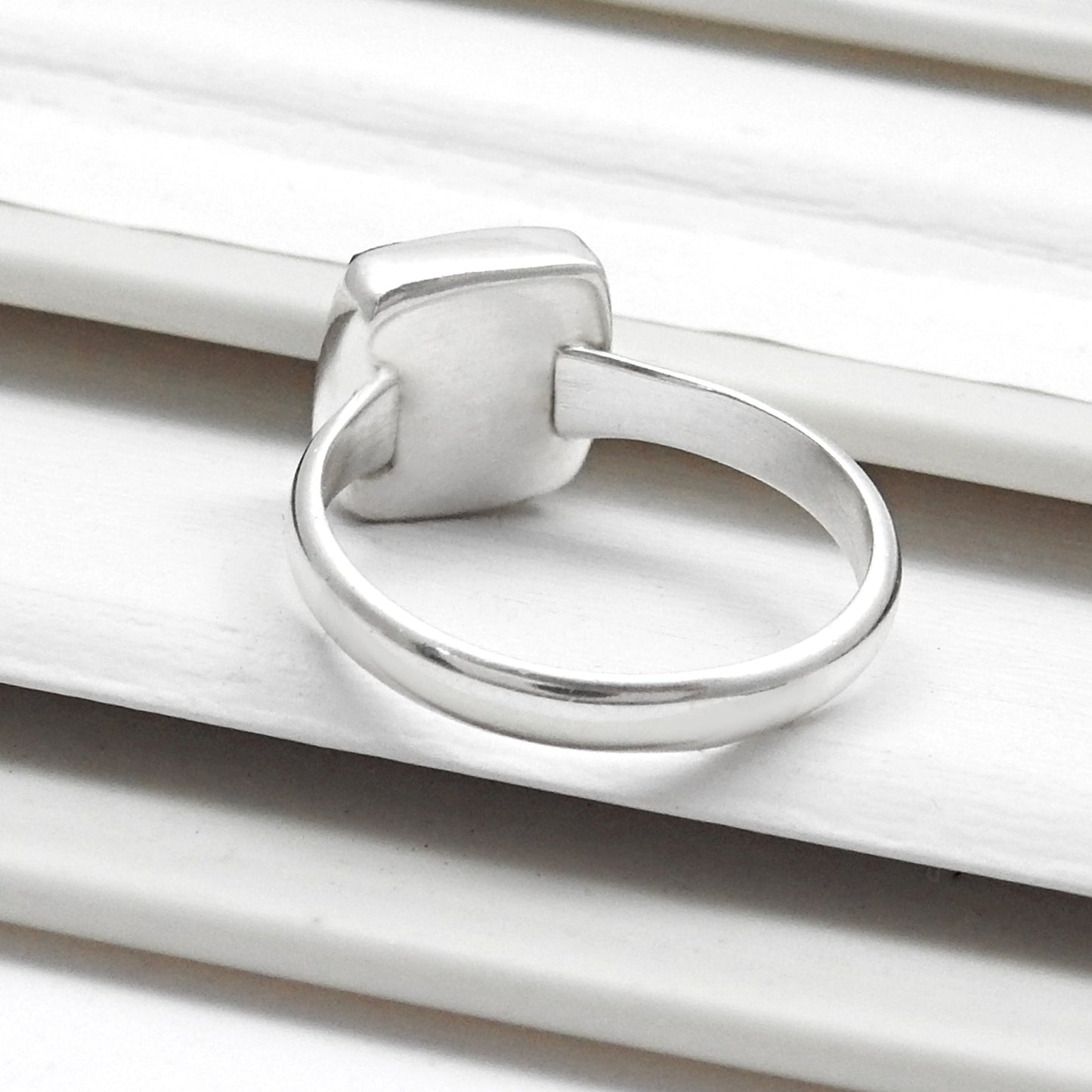 Black Onyx Gemstone 925 Silver Bezel Band Promise Ring