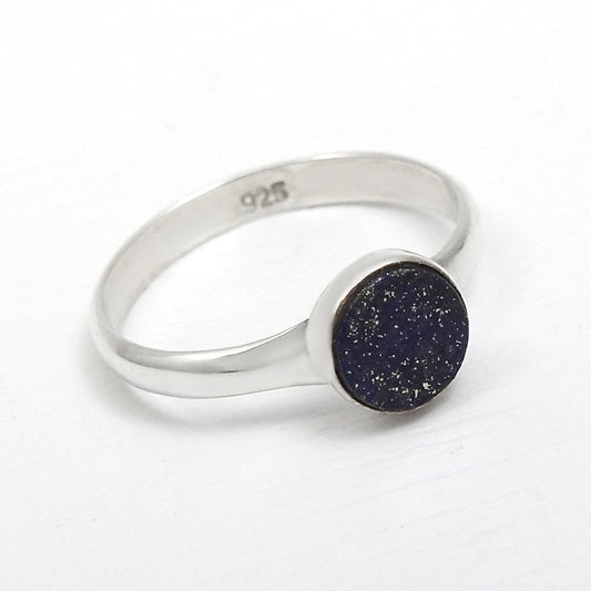 September Birth Stone Natural Lapis Lazuli Sterling Silver Band Ring
